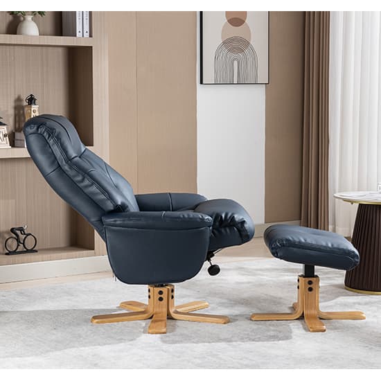 Dox Plush Fabric Swivel Recliner Chair And Stool In Navy_10