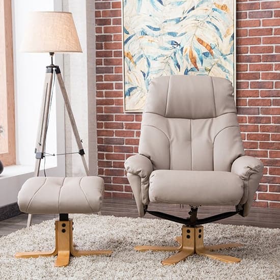 Dox Plush Swivel Recliner Chair And Footstool In Pebble_5