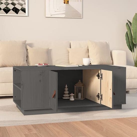Drika Pinewood Coffee Table With 2 Doors And Shelves In Grey_2