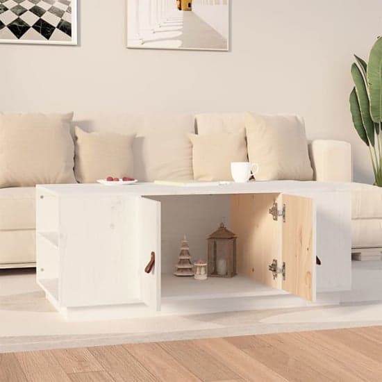 Drika Pinewood Coffee Table With 2 Doors And Shelves In White_2