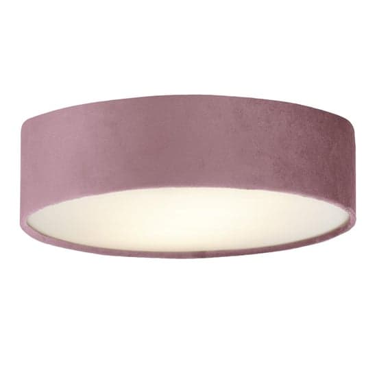 Drum 2 Lights Flush Ceiling Light With Pink Velvet Shade_2