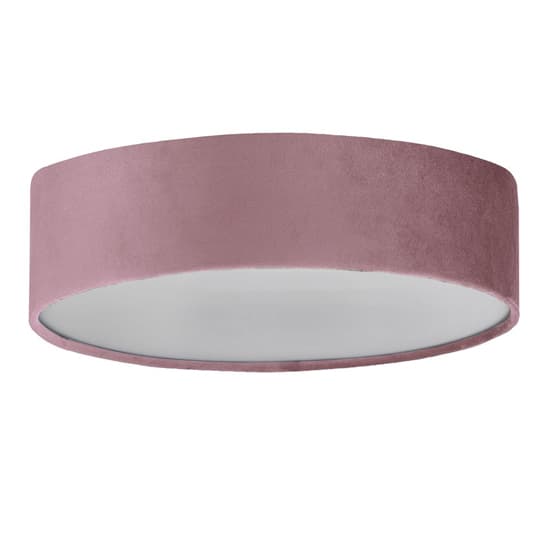 Drum 2 Lights Flush Ceiling Light With Pink Velvet Shade_3