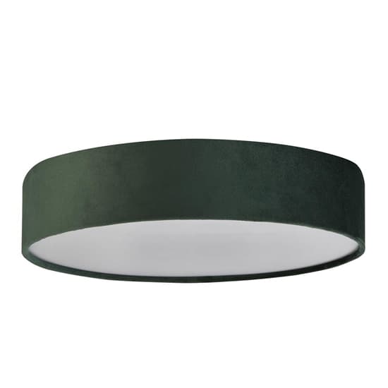 Drum 3 Lights Flush Ceiling Light With Green Velvet Shade_3