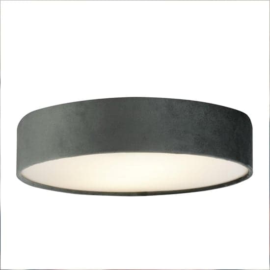 Drum 3 Lights Flush Ceiling Light With Grey Velvet Shade_2