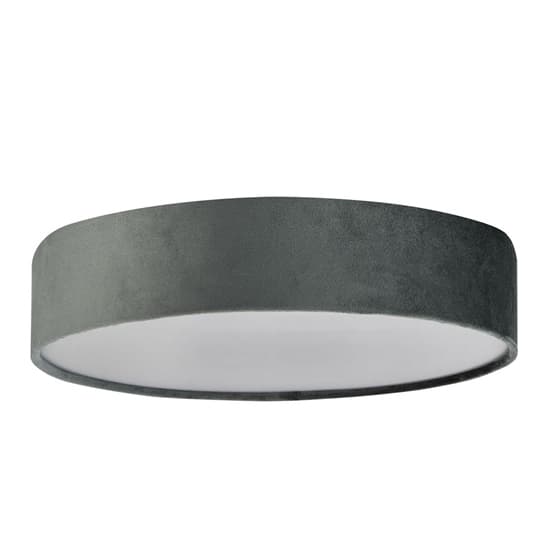 Drum 3 Lights Flush Ceiling Light With Grey Velvet Shade_3