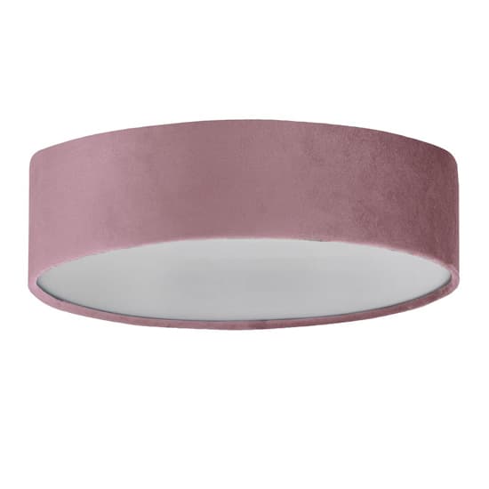 Drum 3 Lights Flush Ceiling Light With Pink Velvet Shade_3