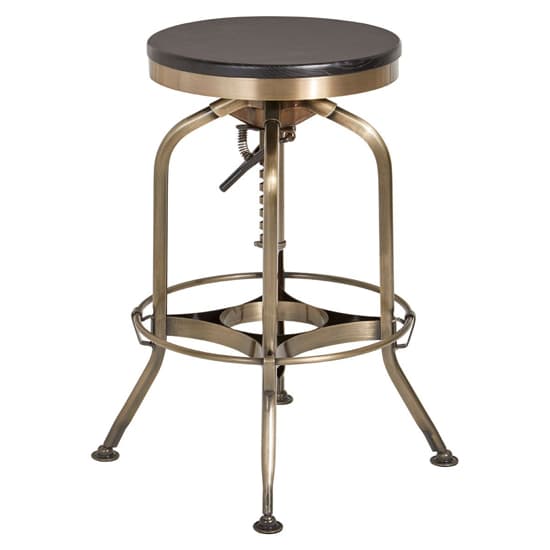 Dschubba Brass Steel Bar Stool With Ash Wooden Seat_2