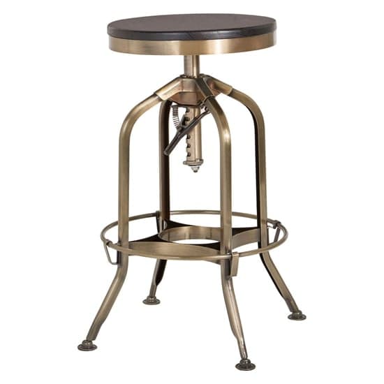 Dschubba Brass Steel Bar Stool With Ash Wooden Seat_3