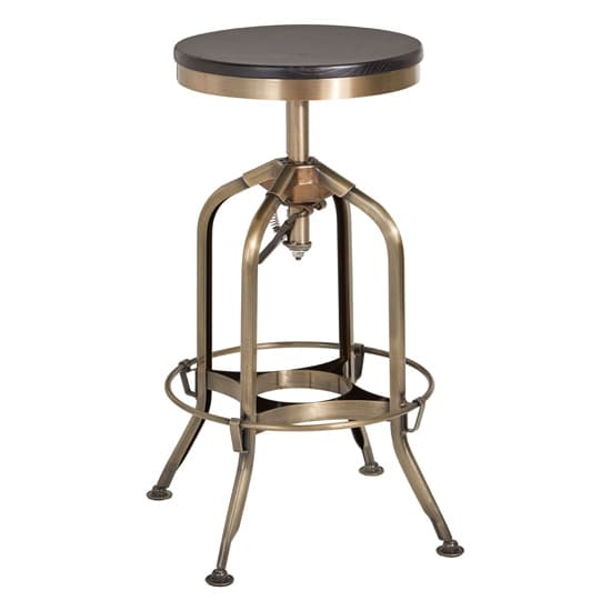 Dschubba Brass Steel Bar Stool With Ash Wooden Seat_4