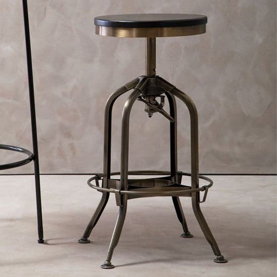 Dschubba Brass Steel Bar Stool With Ash Wooden Seat
