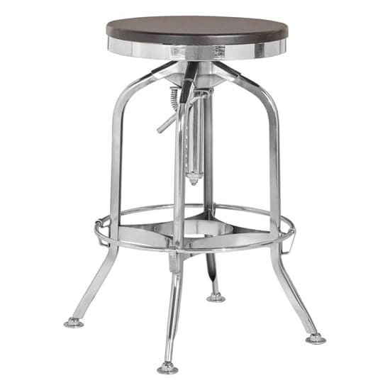 Dschubba Chrome Steel Bar Stool With Ash Wooden Seat_2