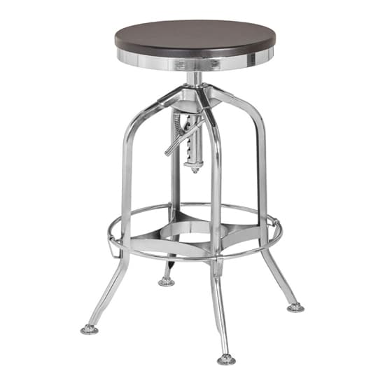 Dschubba Chrome Steel Bar Stool With Ash Wooden Seat_3