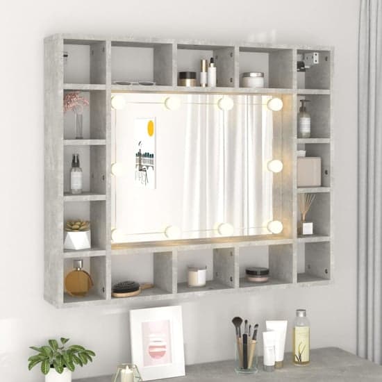 Dublin Dressing Mirrored Cabinet In Concrete Effect With LED_1