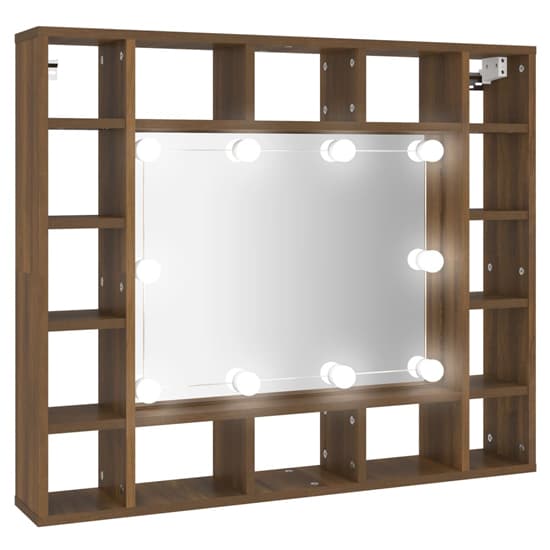 Dublin Wooden Dressing Mirrored Cabinet In Brown Oak With LED_4