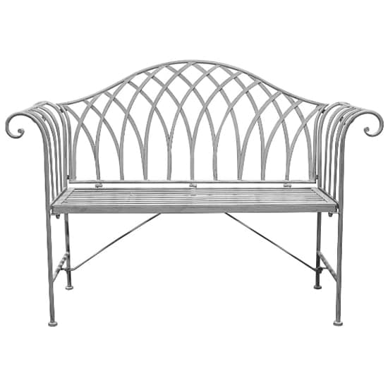 Duchmano Outdoor Metal Seating Bench In Distressed Grey_2