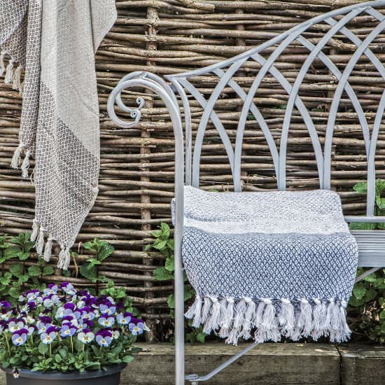 Duchmano Outdoor Metal Seating Bench In Distressed Grey_3