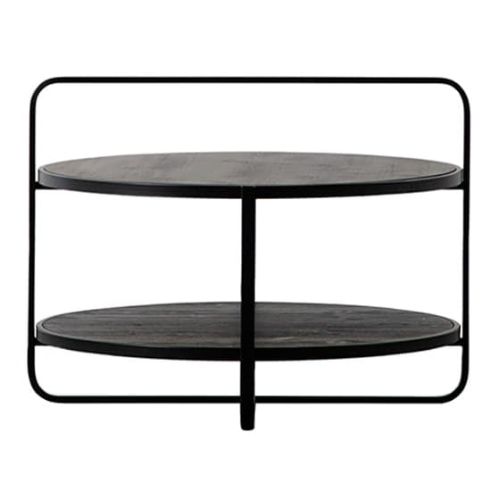 Dudley Round Wooden Coffee Table With Metal Frame In Black_2