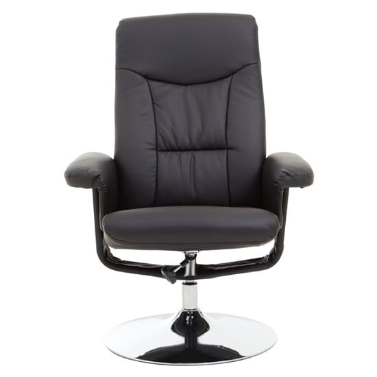 Dumai Leather Recliner Chair With Footstool In Black_5