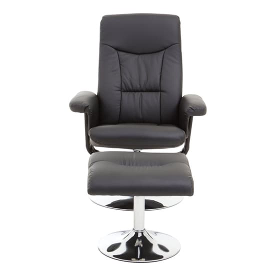 Dumai Leather Recliner Chair With Footstool In Black_6
