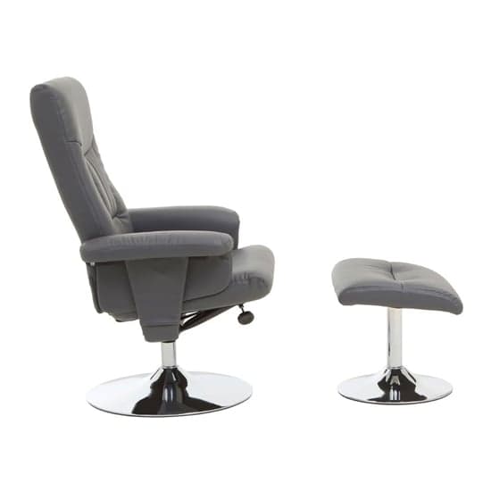 Dumai Leather Recliner Chair With Footstool In Grey_2