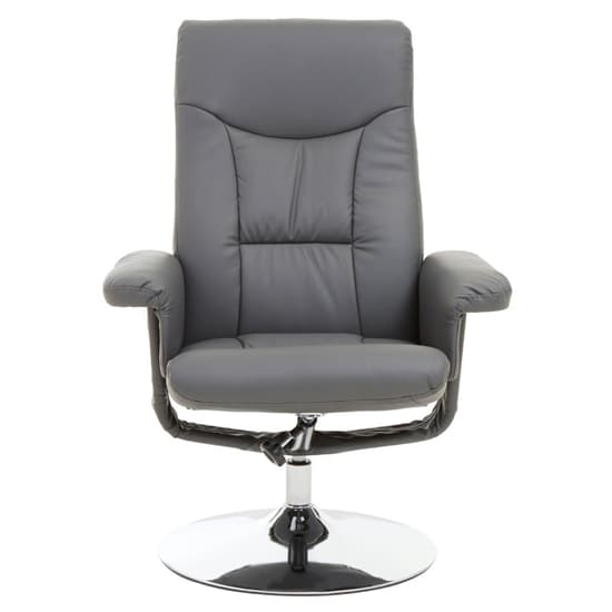 Dumai Leather Recliner Chair With Footstool In Grey_5