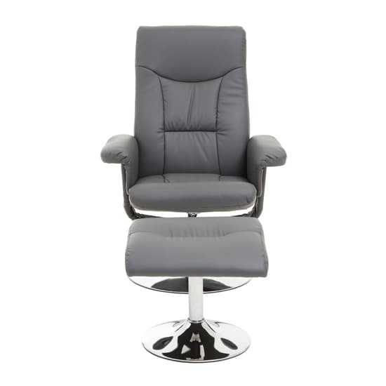 Dumai Leather Recliner Chair With Footstool In Grey_6