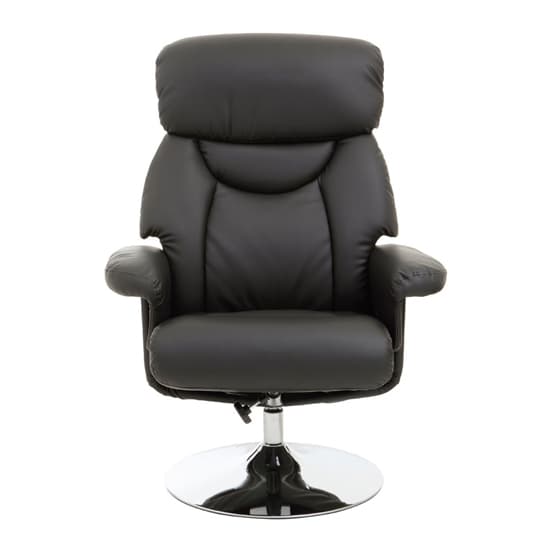 Dumai PU Leather Recliner Chair With Footstool In Black_4