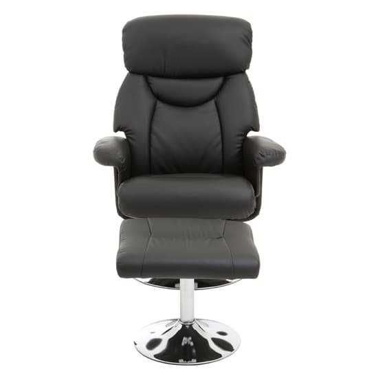 Dumai PU Leather Recliner Chair With Footstool In Black_6