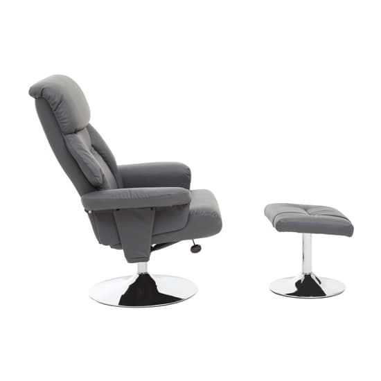 Dumai PU Leather Recliner Chair With Footstool In Grey_3