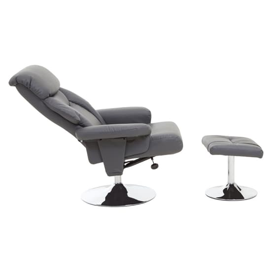 Dumai PU Leather Recliner Chair With Footstool In Grey_4
