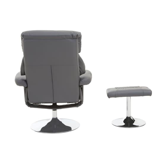 Dumai PU Leather Recliner Chair With Footstool In Grey_6