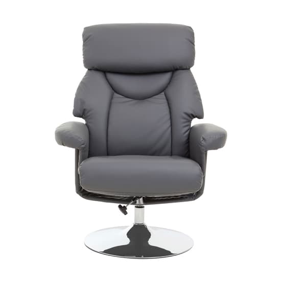 Dumai PU Leather Recliner Chair With Footstool In Grey_7