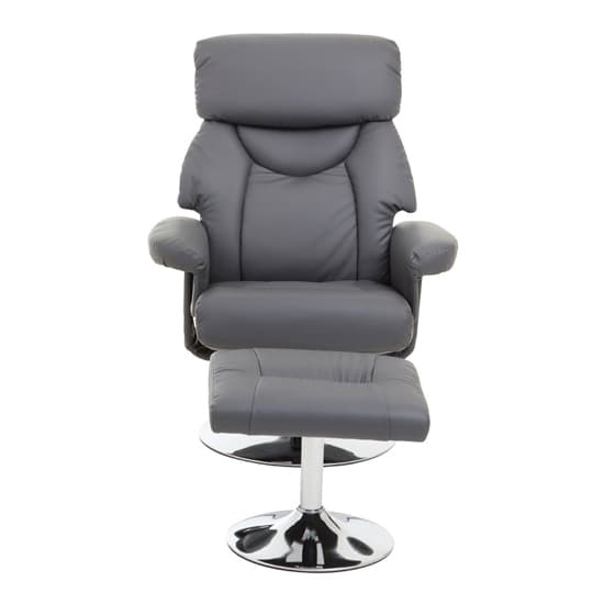 Dumai PU Leather Recliner Chair With Footstool In Grey_8