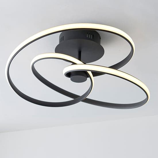 Dune LED Ceiling Light In Textured Black With White Diffuser_1