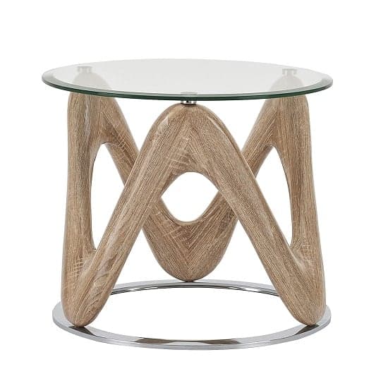 Dunic Glass Lamp Table Round In Sonoma Oak And Chrome_2