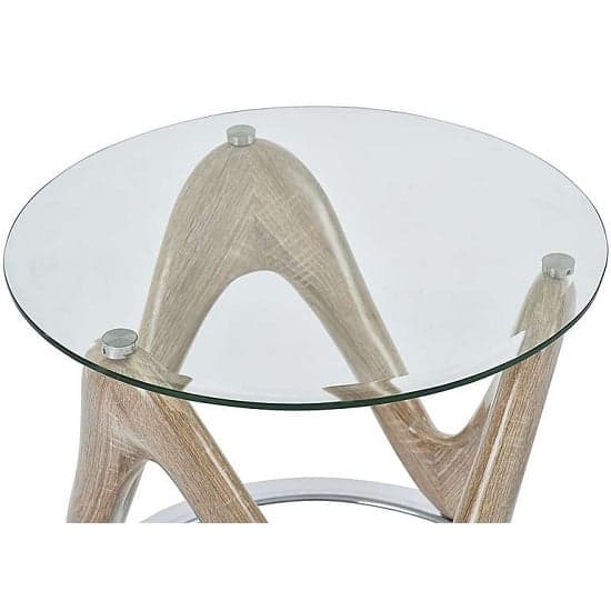 Dunic Glass Lamp Table Round In Sonoma Oak And Chrome_4