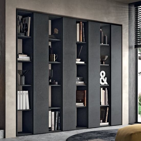 Dunkirk Wooden Bookcase With Shelves In Lava_1