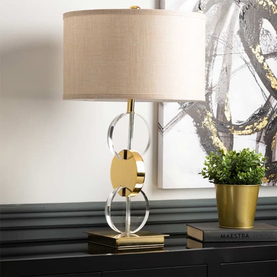 Dunn Taupe Faux Silk Shade Table Lamp With Gold Base_3