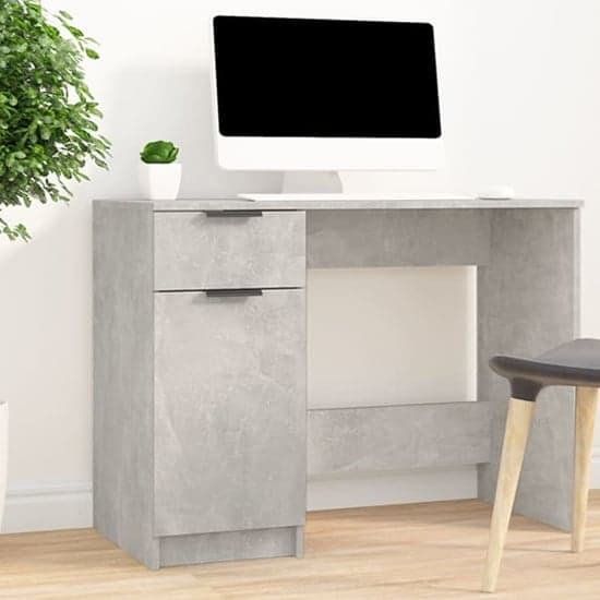 Dunstable Wooden Laptop Desk 1 Door 1 Drawer In Concrete Grey_1