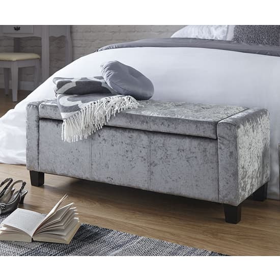 Ventnor Crushed Velvet Ottoman Storage Blanket Box In Grey Furniture