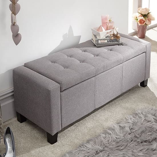 Ventnor Fabric Ottoman Storage Blanket Box In Grey Furniture in Fashion