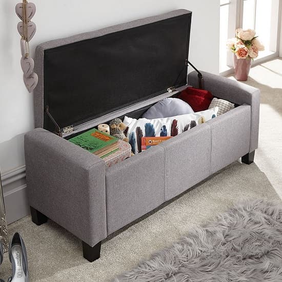 Ventnor Fabric Ottoman Storage Blanket Box In Grey_2