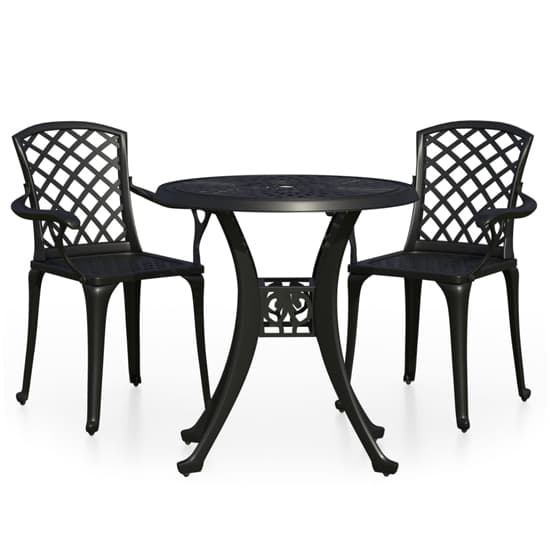 Durham Cast Aluminium 3 Piece Bistro Set In Black Furniture in Fashion