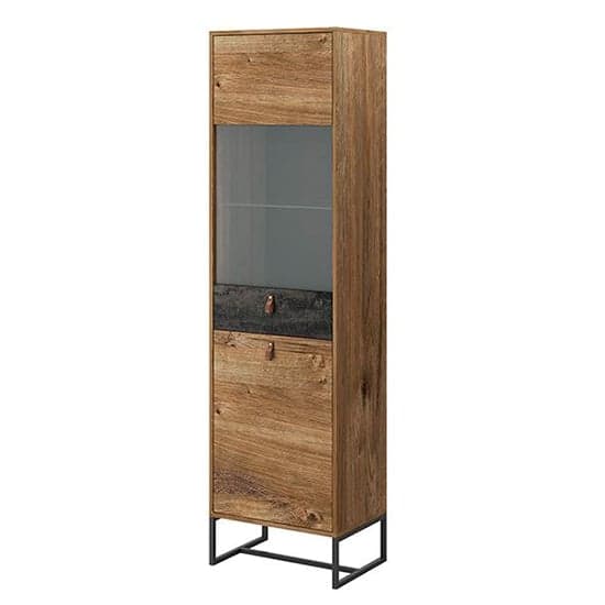 Durham Wooden Display Cabinet Tall With 2 Doors In Ribbeck Oak_1