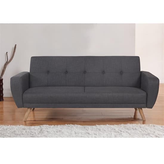 Durham Fabric Sofa Bed Large In Grey With Wooden Legs_2