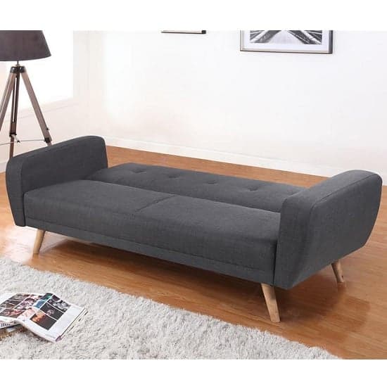 Durham Fabric Sofa Bed Large In Grey With Wooden Legs_3