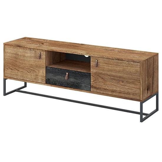 Durham Wooden TV Stand With 2 Doors 1 Drawer In Ribbeck Oak_1
