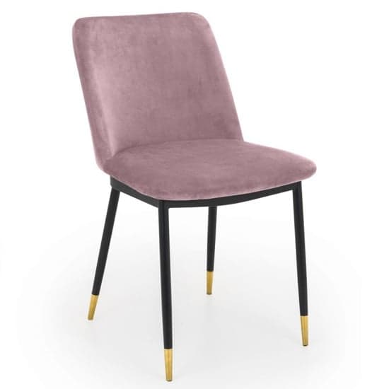 Daiva Dusky Pink Velvet Upholstered Dining Chairs In Pair_2