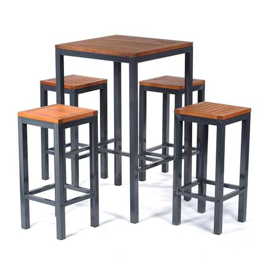 Dylan Hardwood Bar Table Square With 4 Stools_1