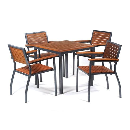Dylan Hardwood Dining Table Square With 4 Arm Chairs_2